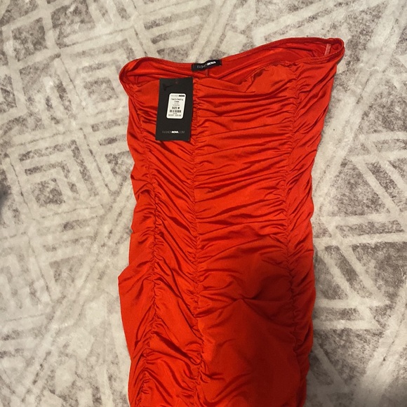 FashionNova Sexy Red Ruched Dress - Picture 2 of 5
